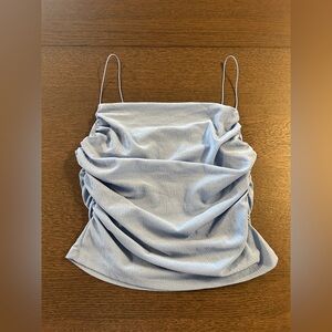 H&M Women Blue Draped Strappy Top Spaghetti  Straps Straight Neckline Size M